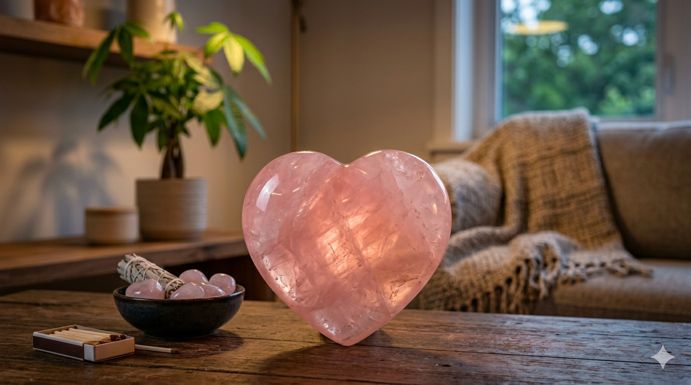 ローズクォーツ 置物(ハート型)